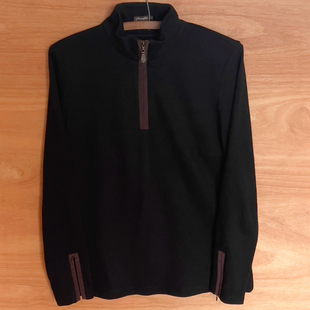 J. McLaughlin 1/4 zip sweater jacket sz M medium black brown stretch